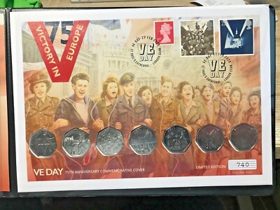 ISLE OF MAN 50 PENCE COIN SET 2020 VICTORY LIMITED EDITION 750 FDC
