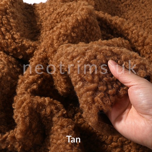 Fur Fabric Faux Sheeps Wool Curly Loop Boucle Plush Furry Vegan Craft Material - Picture 14 of 31