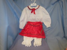 vintage Winnie the Pooh girls outfit 4T white blouse w/red velour skirt bloomers