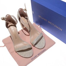 Stuart Weitzman NWB Nearlynude Fine Glitter Heeled Sandals Size 10 US in Gold