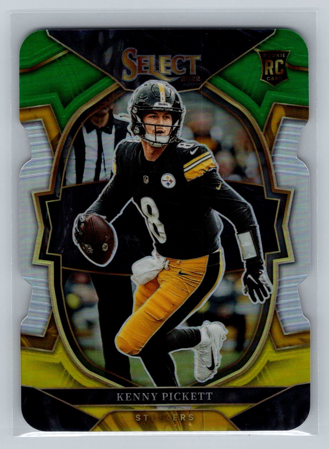 2022 Select Kenny Pickett Green and Yellow Prizm Die Cut #64 Pittsburgh Steelers