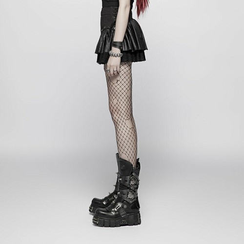 Casual Fashion Steampunk Ruffles Lace Sexy PuLeather Punk A-Line Women Miniskirt - Bild 14 von 22