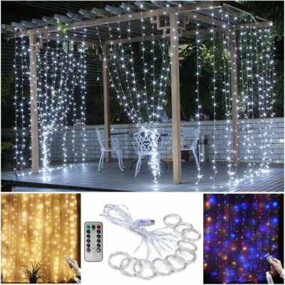 3m 300 Led Curtain Fairy String Lights Usb Hanging Window Bedroom Wedding Decor Ebay