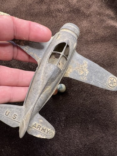 50s Era Antique Metal Toy Airplane And Marbles From Mississippi US ARMY - Picture 4 of 18
