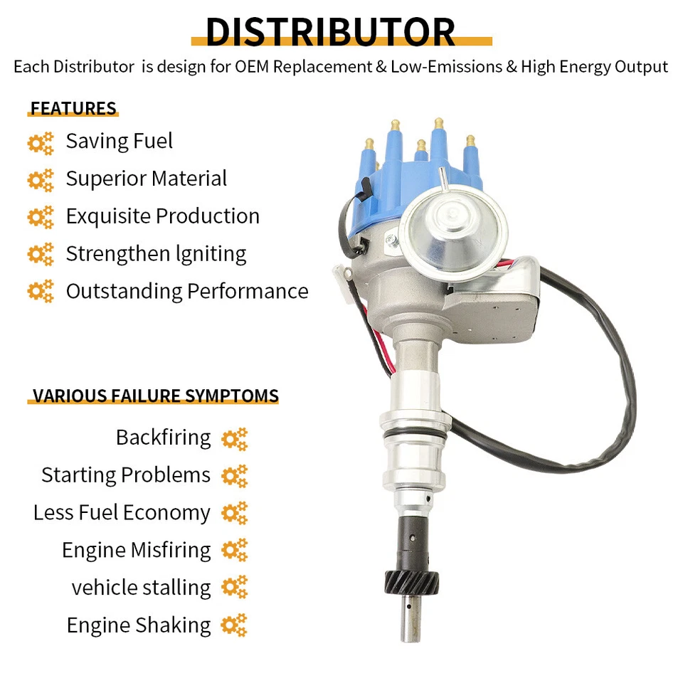 FOR FORD 289 302 BLUE SMALL CAP HEI DISTRIBUTOR + COIL + 8.5mm SPARK PLUG WIRES - Imagem 2 de 4