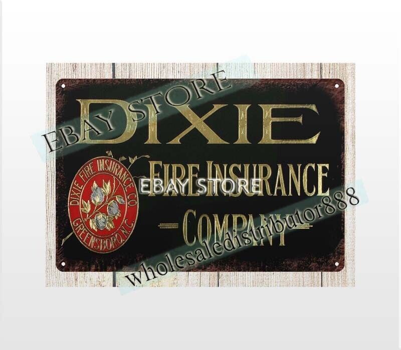 Vintage 1910s Natural Wall Lodge Cafe Decor Fire Insurance Tin Sign