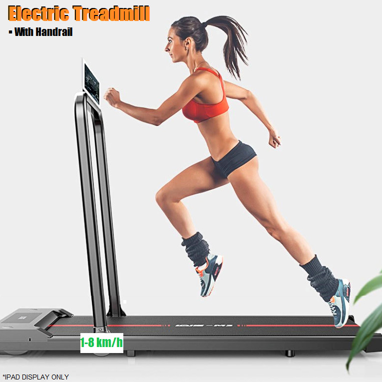 Electric Treadmill Running Machine LCD Display Walking Pad Fitness With Handrail