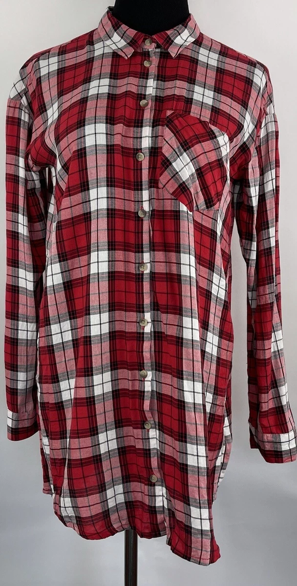 Divided By H M Womens Plaid Shirt Red Black White Size 4 eBay