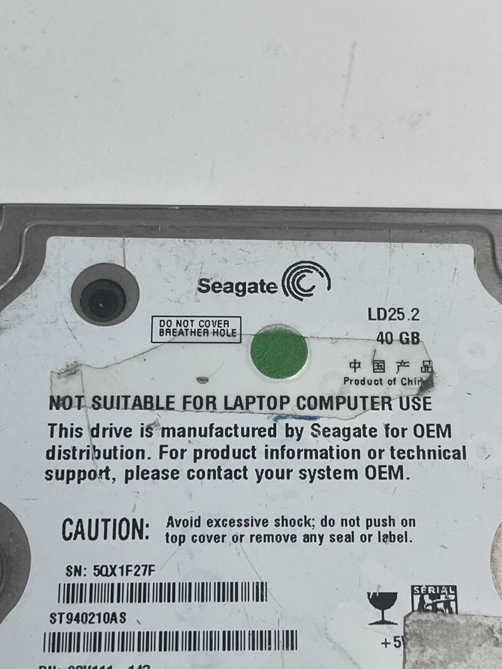 Seagate LD25.2 40GB HD. ST940210AS 9CV111-143 5400 RPM 2.5 SATA - Image 2 of 4
