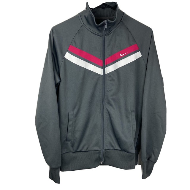 Nike Grey Full Zip Up Track Jacket Womens Size L Large Athletic Dept eBay