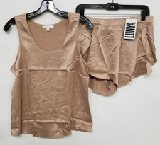 LUNYA Washable Silk Short Pajamas Set in Otium Tan Sz Med