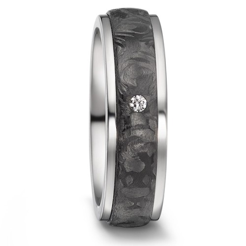 Titanfactory Titan Trauringe 52545 mit Carbon 1 Brillanten ges. 0.03 ct. w/si - Picture 2 of 4