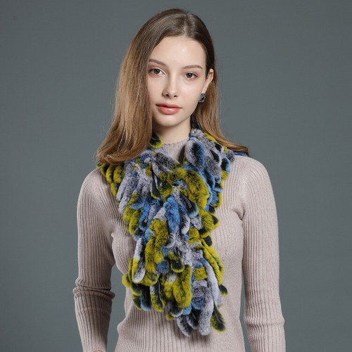 100% Real Rex Rabbit Fur Scarf Winter Warm Neckerchief Collar Travel 100*16cm - Picture 12 of 36