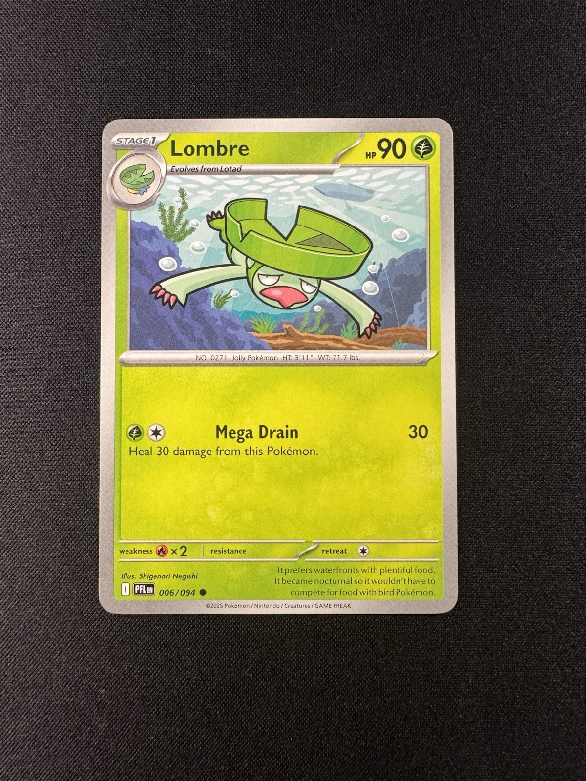 Pokémon TCG Lombre 90 HP Regular Uncommon PLB EN 006/094 Stage 1 Mega Drain