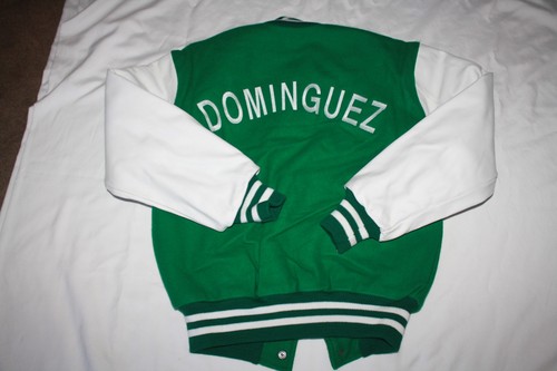 Vintage STEWART & STRAUSS Letterman’s VARSITY GREEN & WHITE REBECCA SMALL - Picture 2 of 3