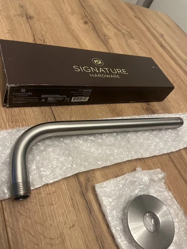 Signature Hardware SHRSA123ZBN 12" Rain Shower Arm and Flange - Brushed Nickel - Picture 1 of 2