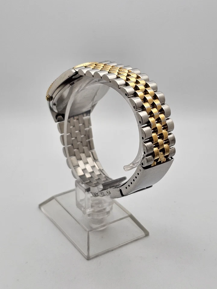 De colección 1990 Geneve Para Hombres Presidencial DayDate Esfera Blanca Bisel Acanalado Dos Tonos  Foto 4 de 4