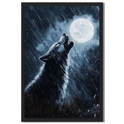 Wolf Howling Moon Wall Art Canvas Oil Paintings Reproduction