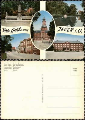 Postcard Jever Castle Garden Memorial Pond 1964