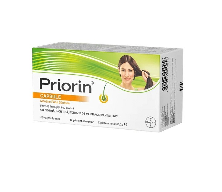 Suplemento capilar Priorin 60 cápsulas Bayer biotina L-cistina extracto de mijo