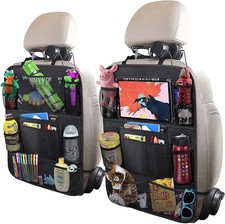 Car Backseat Organizer with 10" Table Holder, 9 Storage Pockets Seat Back Protec