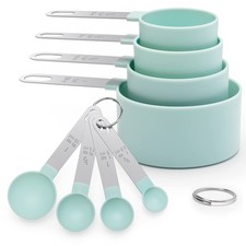 8-Piece Measuring Cups and Spoons Set Nesting Stainless Steel Handles
