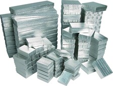 Silver Foil Cotton Filled Gift Boxes Jewelry Cardboard Box Lots of 100, 200, 500