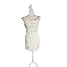 Halston Heritage Ivory Cowl Neck Lace Up Mini Dress - Size 8