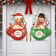 Chunful 2 Pcs Gingerbread Christmas Decorations Wreath for Brown 