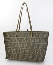 Autentica borsa tote bag FENDI marrone Zucca PVC tela #62753