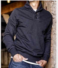 Wies Made Bodega Pullover 14oz French Terry Shawl Collar Top Basalt New Large L