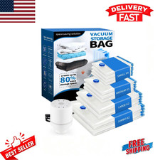 Vacuum Storage Bags-11 Pack With Electric Pump 4 Sizes Space Saver For Clothes