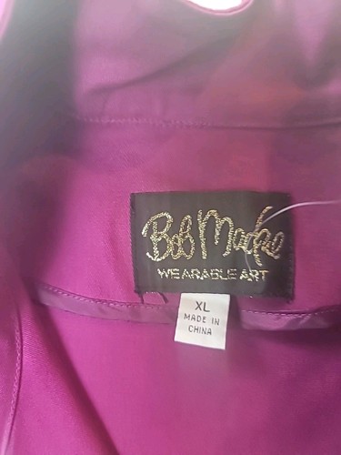 Bob Mackie Wearable Art Denim Jacket XL Magenta Square Jewel Embelished "READ" - Picture 6 of 24