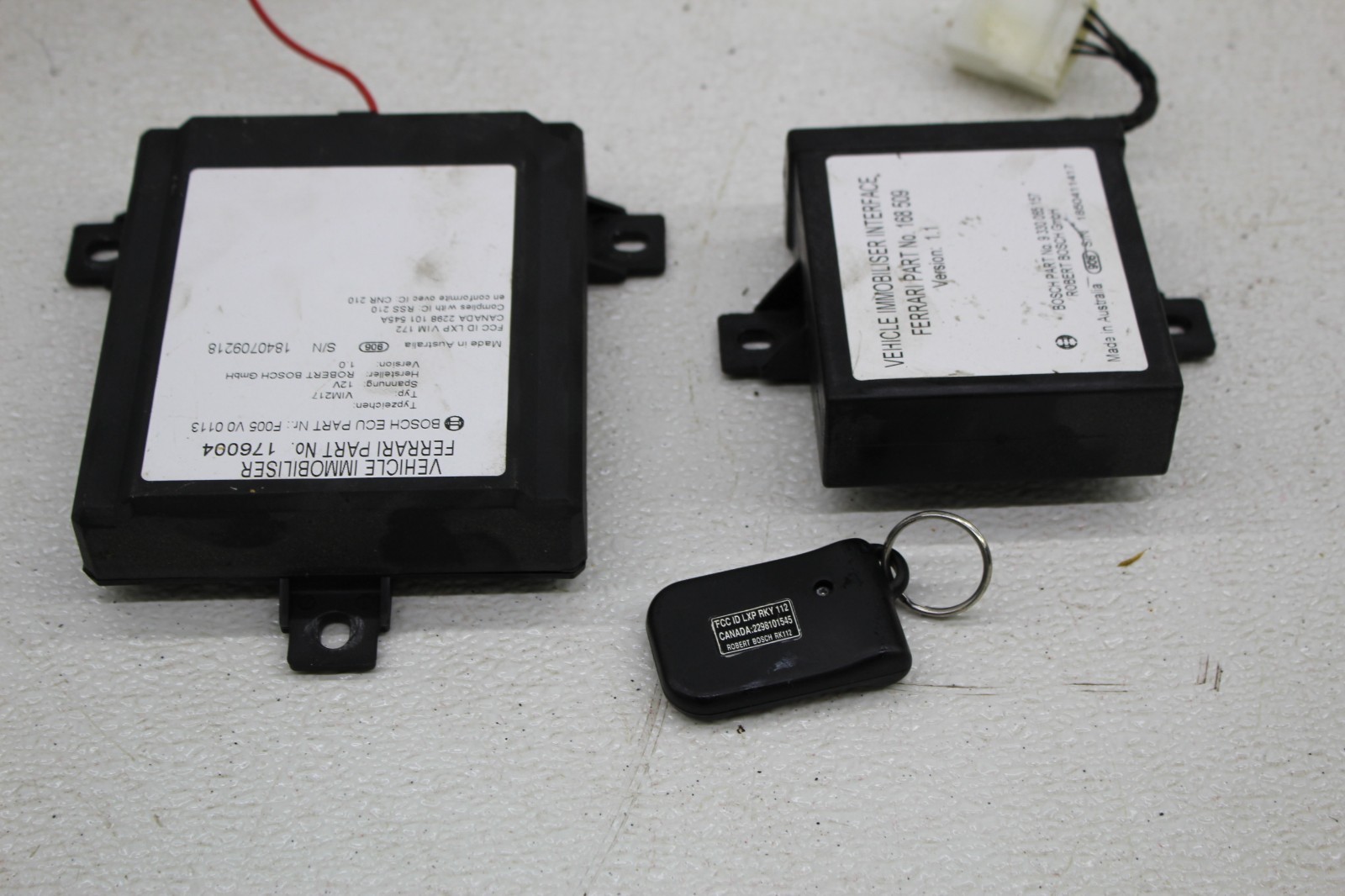 99-01 FERRARI 456 M VEHICLE IMMOBILIZER INTERFACE MODULE KEY FOB SET