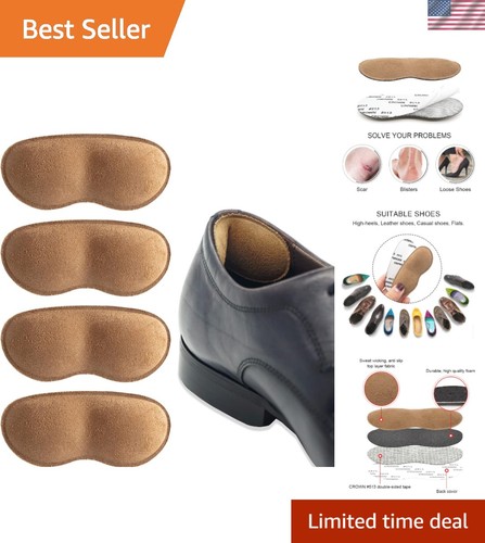 High-Quality Heel Inserts: Anti-Slip Design for All Shoe Types, 2 Pairs in Brown