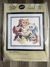 Something Special Counted Cross Stitch Kit Cats And Bows 50340 14"X14"