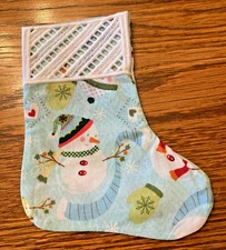 Snowman  Mini Christmas Stocking Gift Card Holder 5 1/2" X 4 1/4"