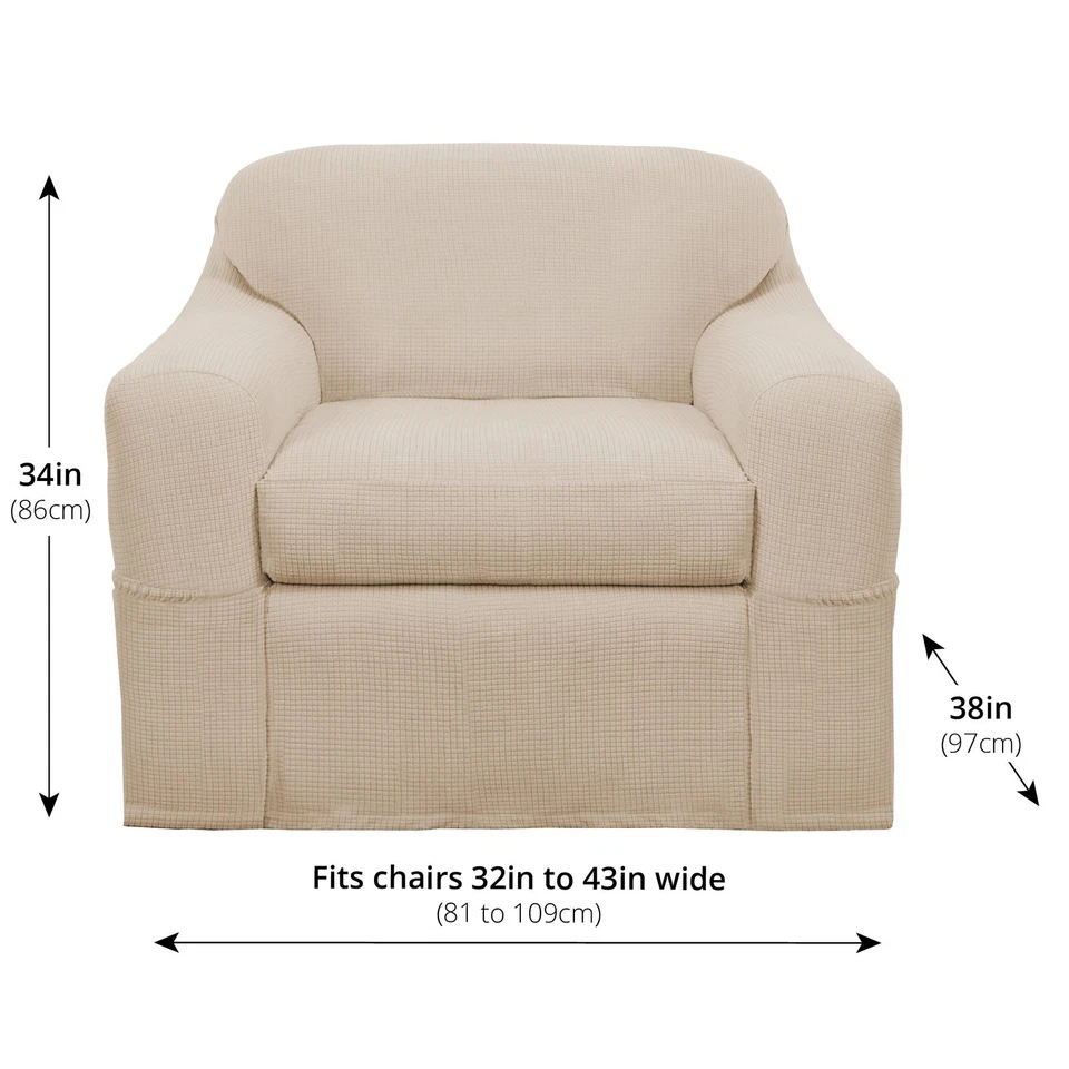 Funda protectora para muebles Maytex Reeves Stretch 2 piezas con brazo, blanco natural Foto 4 de 4