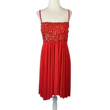 Vintage 90s Tag 1080 Red Sequin Mini Dance Dress S