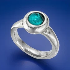 NWT Uno de 50 Silver-Plated/green Murano Crystal Ring Size 7.5 "Ego"