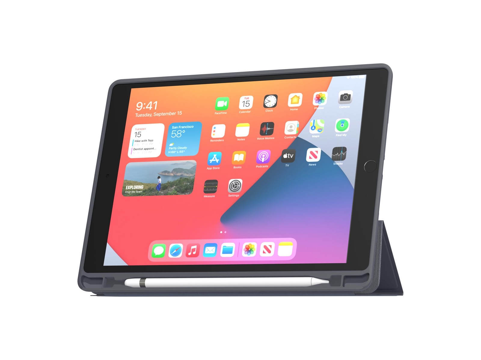 Folio Slim Skin pour iPad Pro 13 M4 2024 - Étui Bleu en Cuir Synthétique