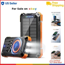 Solar Power Bank Lithium Polymer 49800mAh Portable Wireless Charging Flashlight