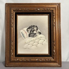 Peggy Harris Artist Personal Note Hush Puppy Original Signed Oil Painting 1990