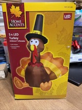 Home Accents 5 Ft LED Turkey Airblown Inflatable Brand New Thanksgiving Holiday