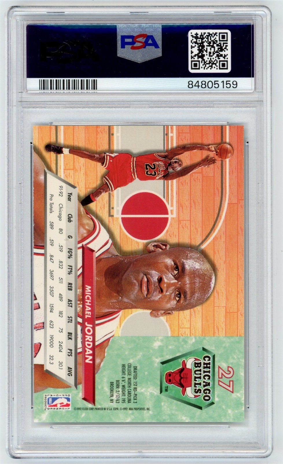 1992 Ultra MICHAEL JORDAN #27 CHICAGO BULLS GOAT HoF PSA 8 NM-MINT Fast Ship S72 view 2