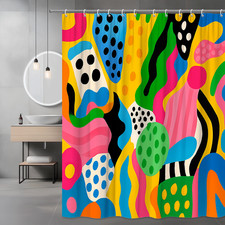 Colorful Abstract Shower Curtain - Fun Design for Kids Bathroom Decor