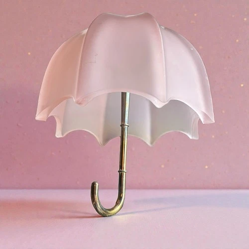 Fenton Pink Frosted Satin Glass Umbrella 1960's Candy / Trinket Dish Bowl Pastel