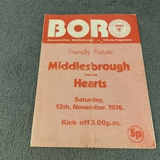 Middlesbrough v hearts  Friendly 1976