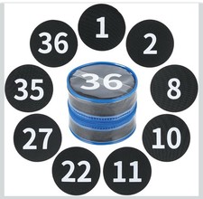 36 Pack 4" Black Carpet Floor Circle Sit Markers with Numbers 1-36 Classroom