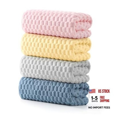 4 Pack Microfiber Bath Towels - Extra Large, Set of 4 Pink+gray+yellow+blue